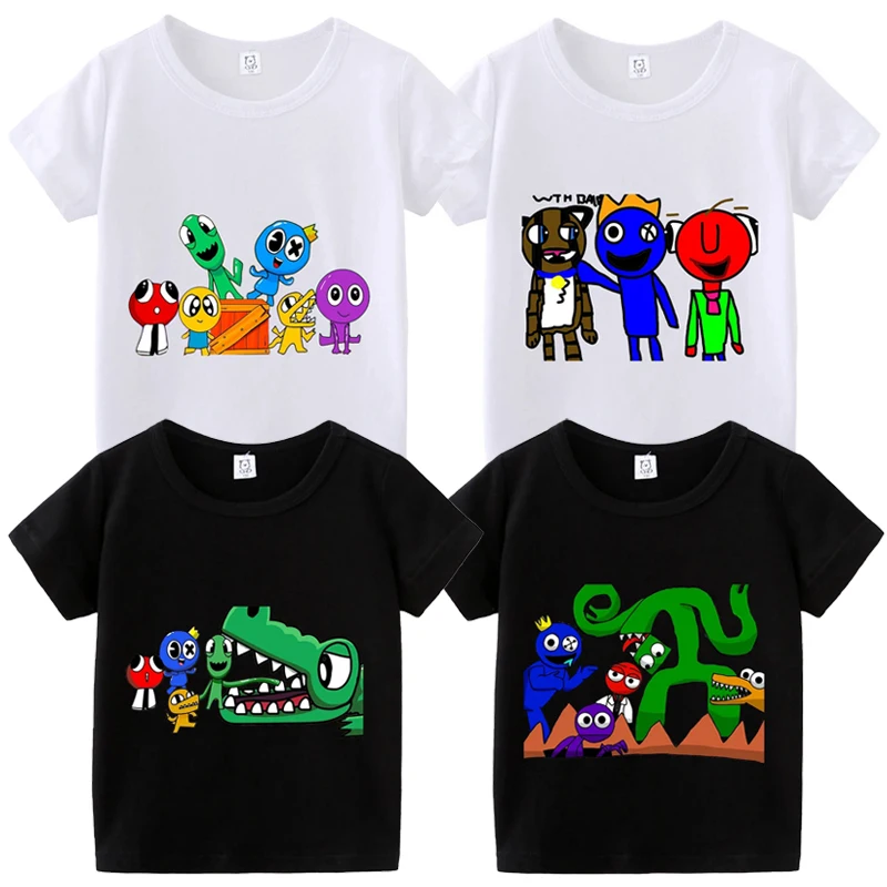  Rainbow Friends Kids T-Shirt O-neck Cartoon Printed Girls Boys Short Sleeve Tops Summer Kawaii Baby Clothes Birthday Gifts 
