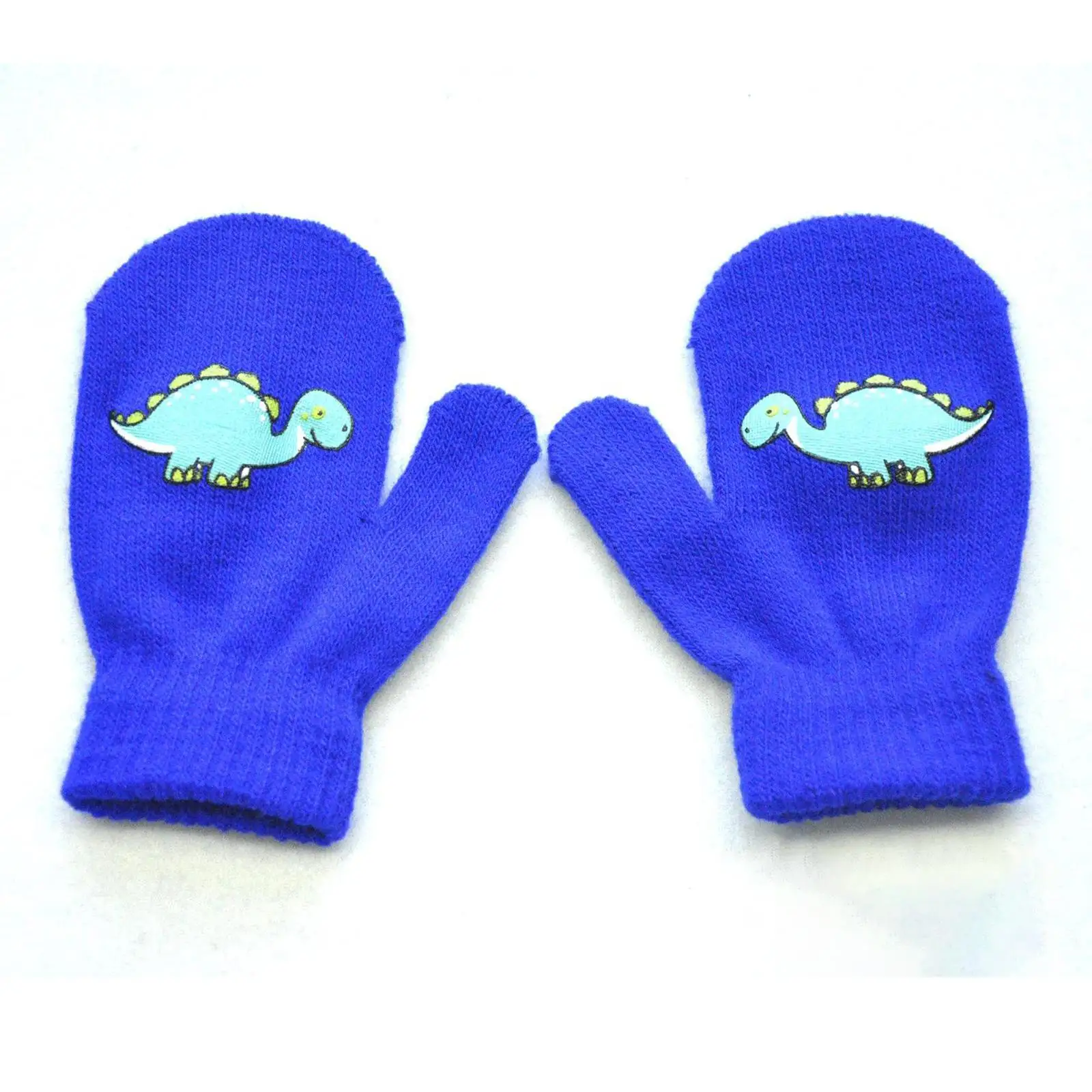 6x Children Winter Gloves Dinosaurs Pattern Full Fingers for Boys Girls Soft