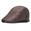 Leather Cap  Men's Imitation Sheepskin Beret  Leather Hat The Elderly Forward Hat  Artificial Leather Hat Literary and Retro 4