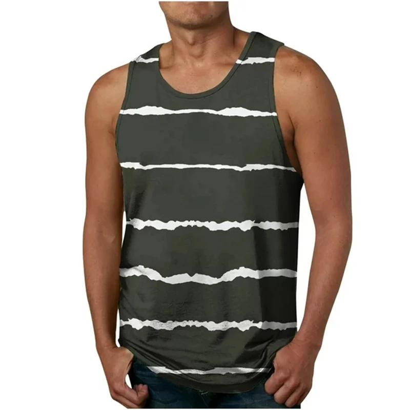 

Stripe Print Men's Oversized Tank Top Summer Sportswear Sleeveless Quick Drying Gym Tops Dialy Casual O Neck Boys Kids Vest 6XL