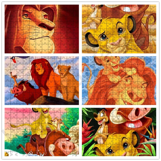 300/500/1000 pièces adultes puzzles Le Roi Lion Disney Cartoon Enfants  intellectuel éducatif bricolage puzzle jeu jouets cadeaux