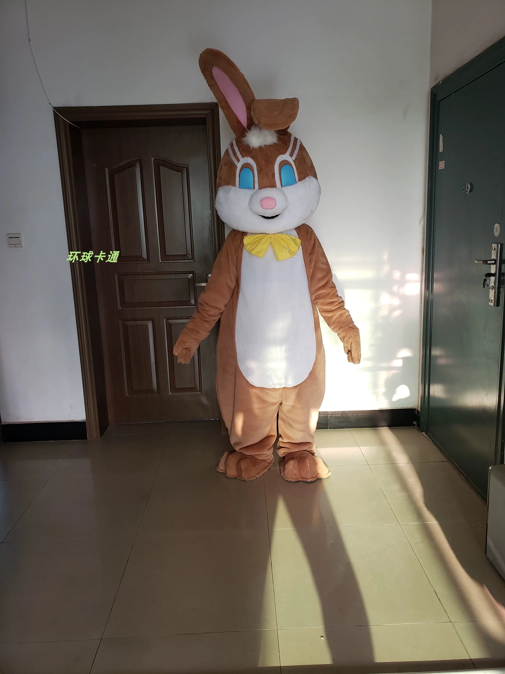 Adult Brown Easter Rabbit Bunny Mascot Costume Halloween Christmas Dress Full Body Props Outfit Mascot Costume