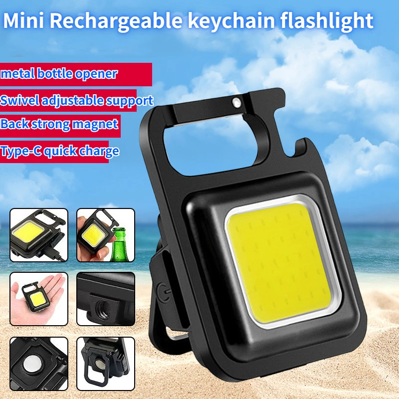 Mini latarka akumulator Glare COB brelok do kluczy z latarką USB ładowanie awaryjne lampy LED światło robocze przenośny odkryty Camping światło