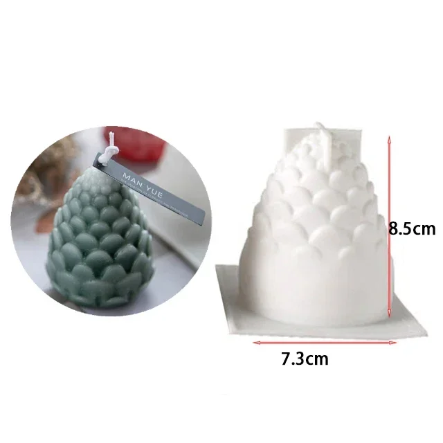 thumbnail image 1 of Molde de silicona para velas con forma de piña en 3D, molde para hacer jabón de resina de piñones multicavidad, molde para pastel de chocolate y hielo, regalo de decoración navideña, 1 of 5