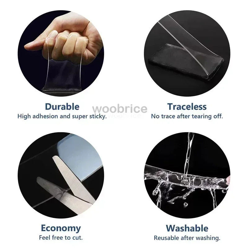 Ultra-Strength Double-Sided Transparent Waterproof Tape for Home and Bathroom Decor