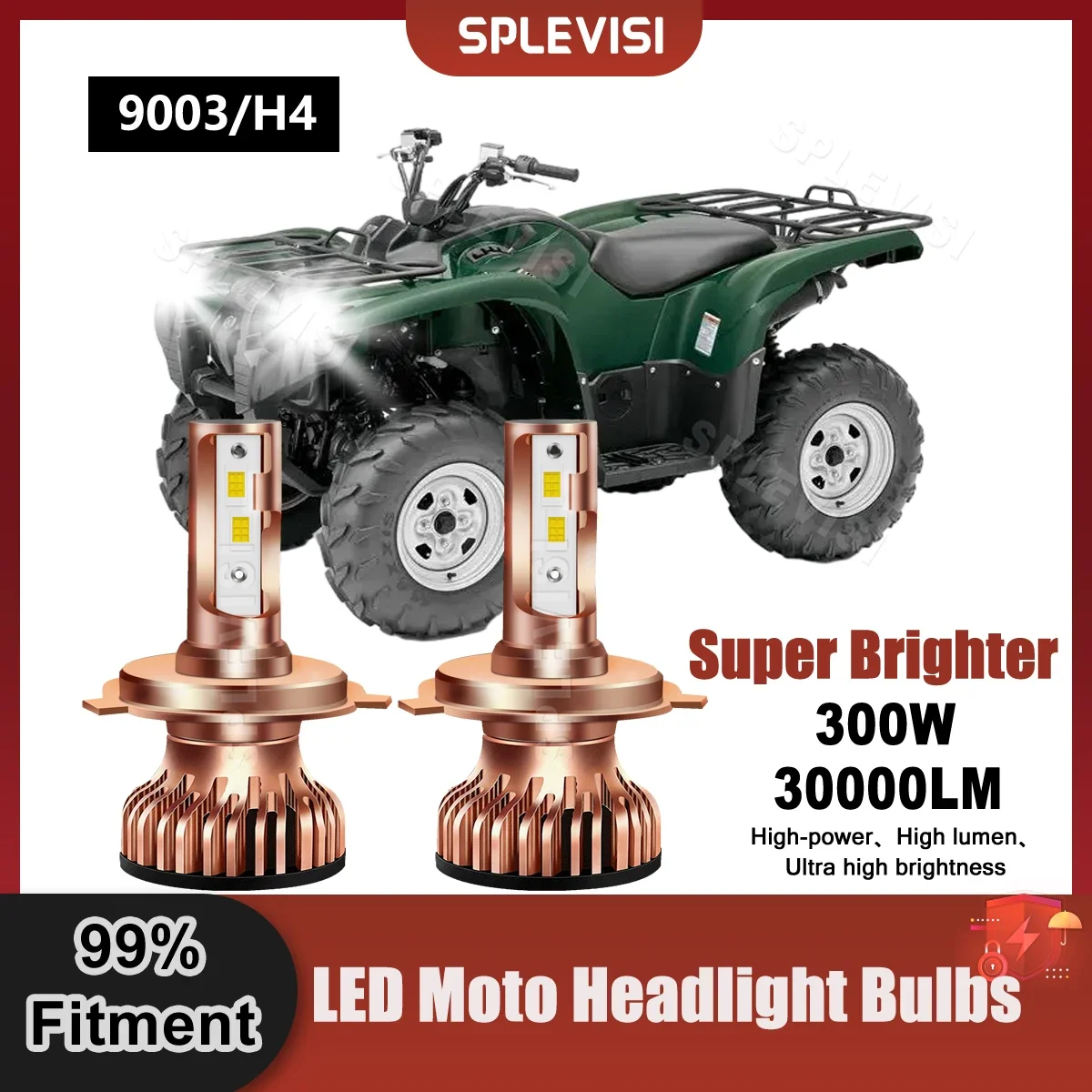 SPLEVISI H4/9003 All-In-One LED Headlight 30000LM 300W 9V-24V ATVFit Yamaha Grizzly 700 2016 YFM700D 4x4 FI Motorcycle Bulbs