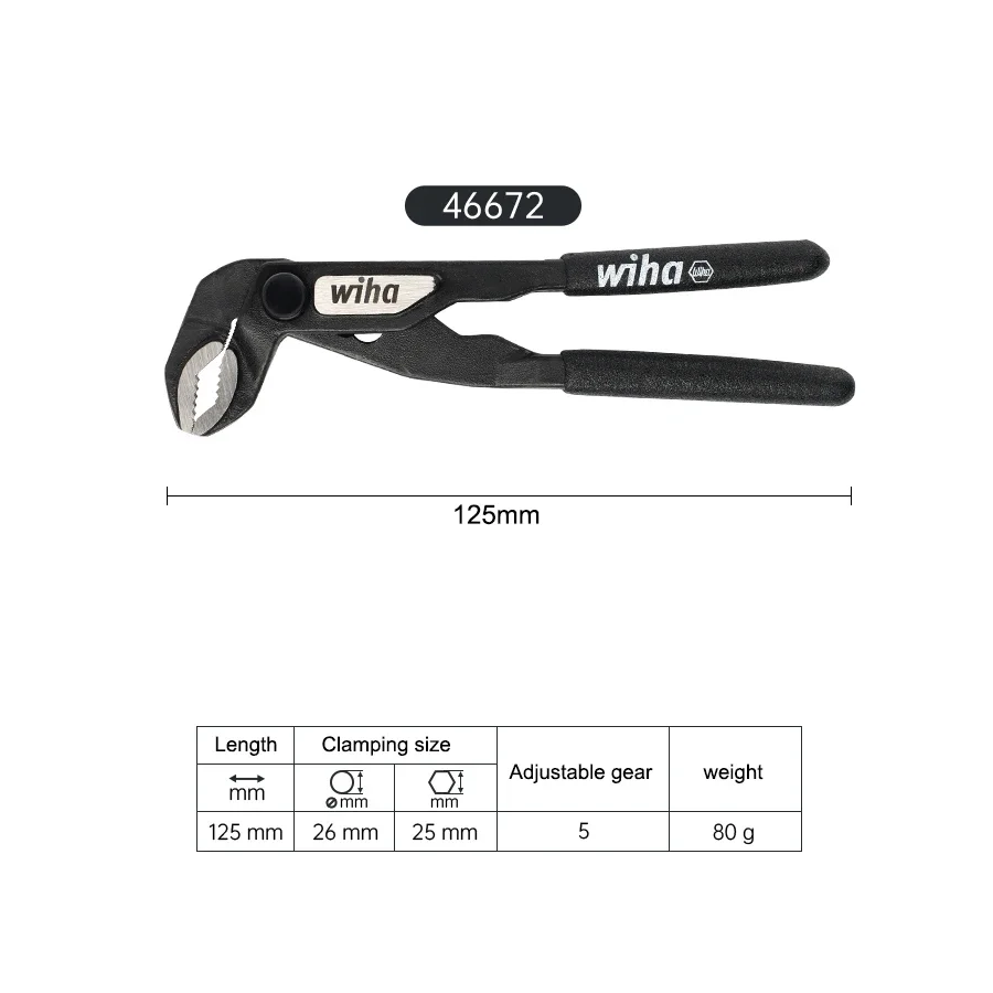 Multi-purpose Water Pump Pliers 5 inch Mini Single-handed Precision Pipe Pliers 5 positions WIHA 46672