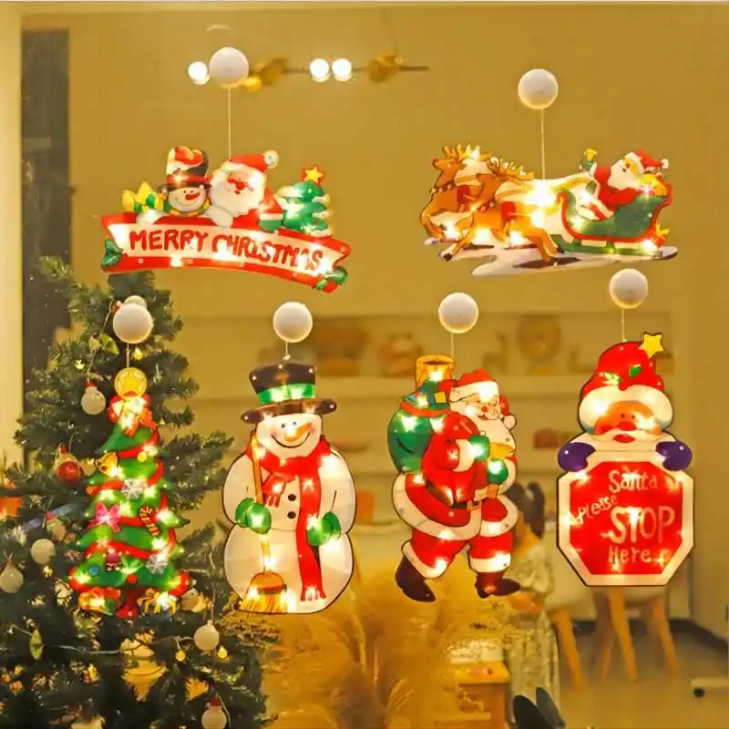 Weihnachten Fenster Dekorative Saugnapf Lichter Christmas window suction cup lights LED Suction Cup Window Hanging Lights