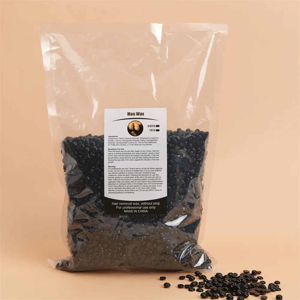 Beauty spa quality men wax natural depilatory hard wax cire epilation 1000g Hard Wax Beans black men thick Hair Removal