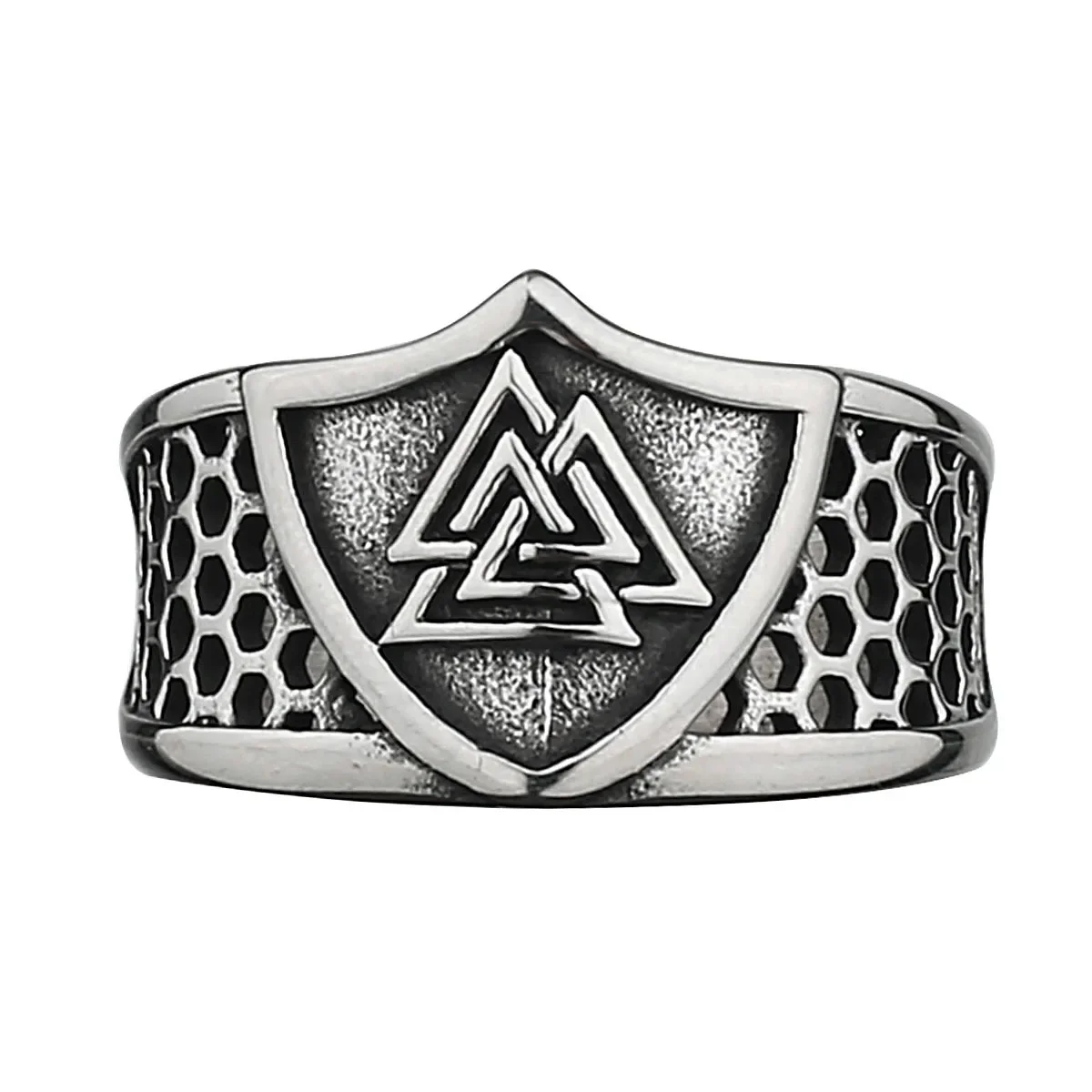 Chuangcheng Viking Warrior Shield Rune Fashion Men Personality Temperament Anelli In Acciaio Inossidabile Taglia 7-13