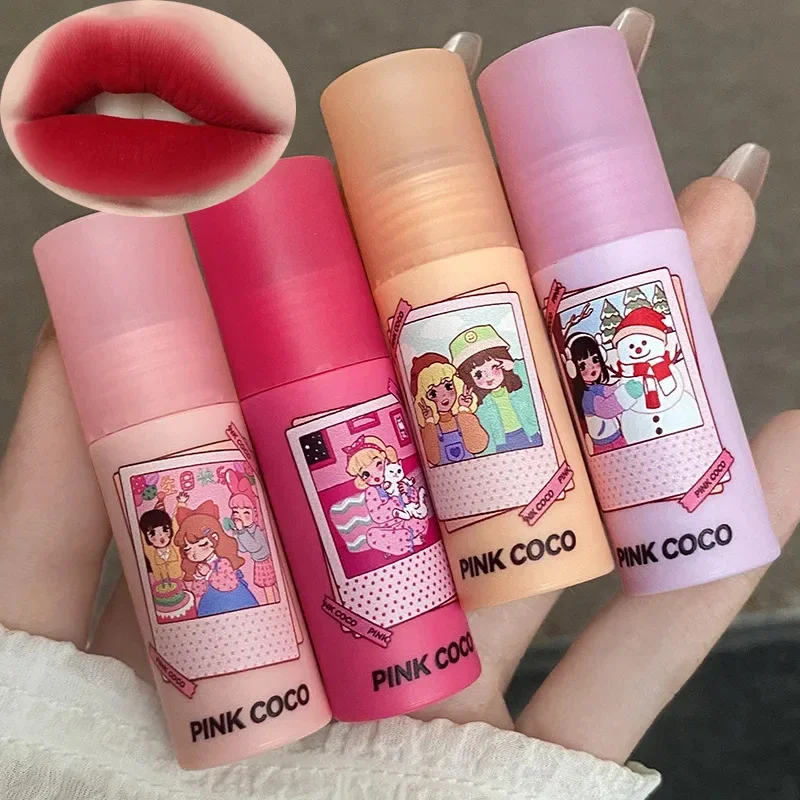 

4Colors Velvet Nude Red Lip Mud Lip Gloss Women Makeup Matte Velvet Lipstick Waterproof Long Lasting Lip Tint Lip Glaze Cosmetic