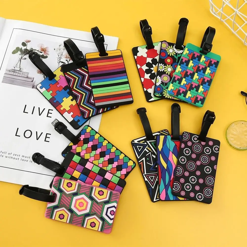 Colorful Stripe PVC Luggage Tag Suitcases Identifier Label Baggage Boarding Bag Name ID Address Holder Travel Accessories
