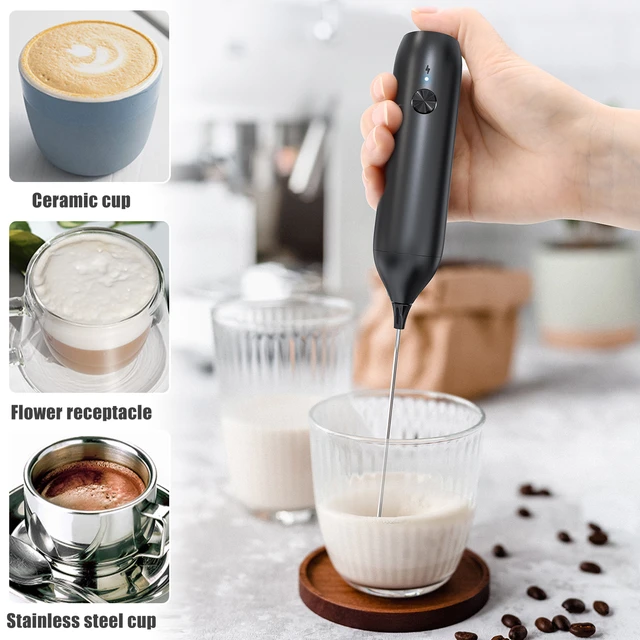 Espumador de leche eléctrico, mezclador portátil para café, miniespumador  de bebidas, funciona con batería