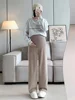 Spring Autumn Fashion Maternity Straight Pants Wide Leg Loose Across High Waist Trousers Clothes for Pregnant Women Pregnancy 2