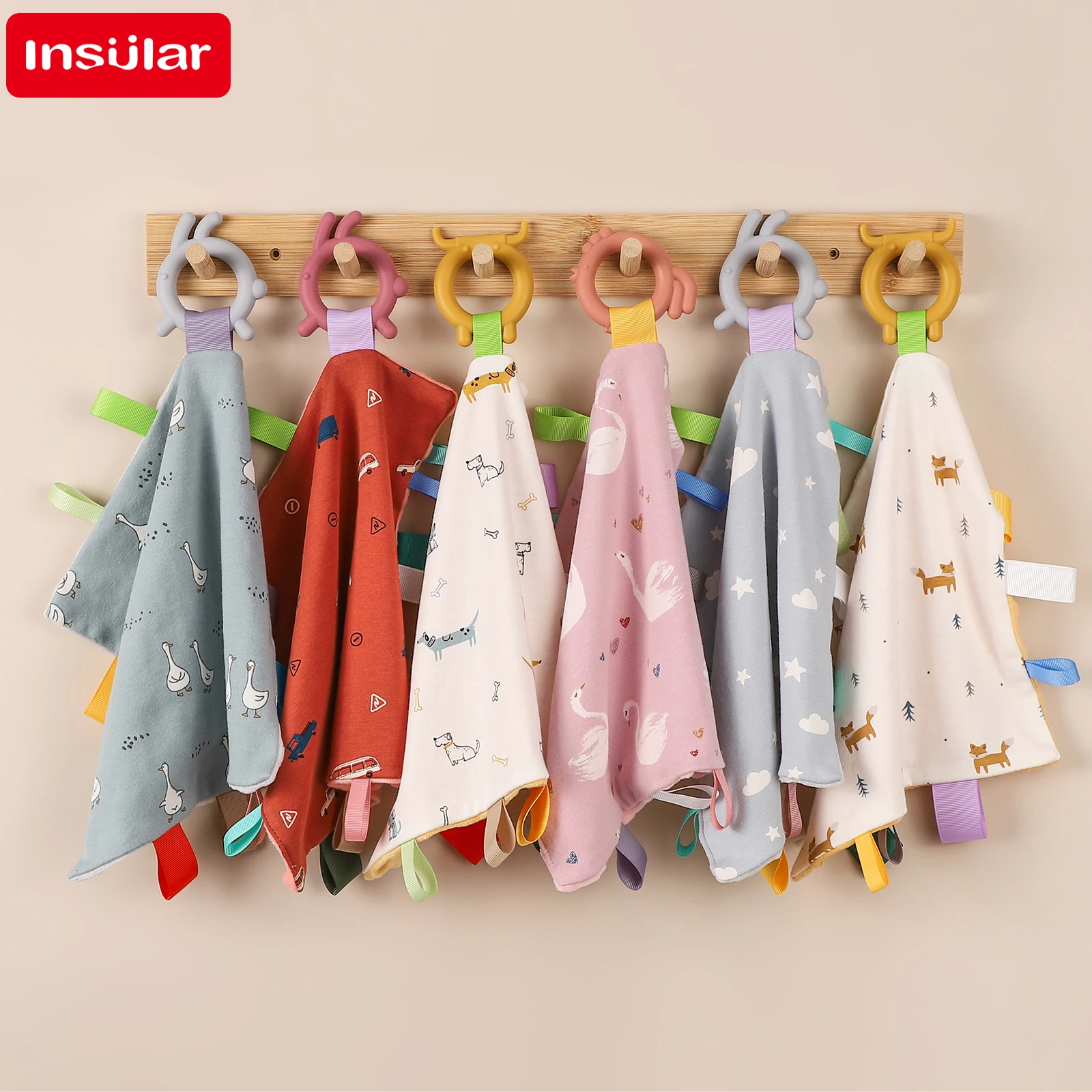 INSULAR Baby Towels Infant Cotton Handkerchief Newborn Teeth-glue Toys Help-sleeping Doll Kids Label Washrag Soothing Bitable