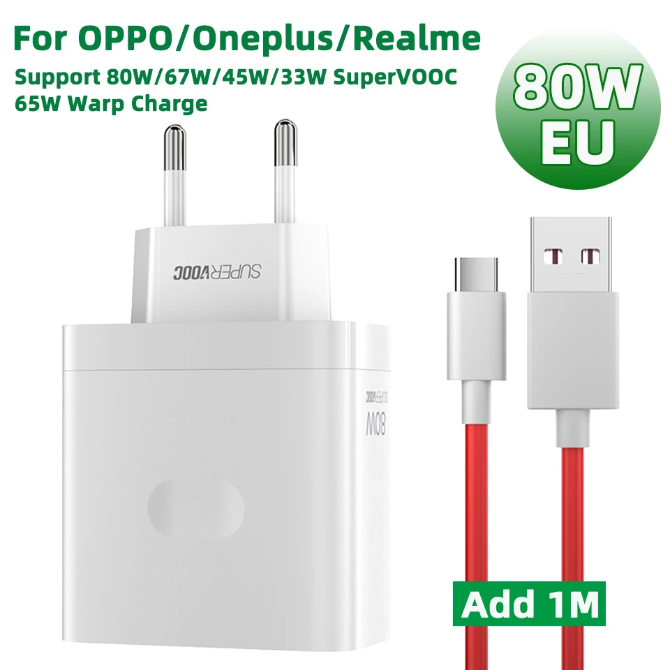 OPPO SuperVOOC 100W/80W Fast Charger - EU/US Adapter