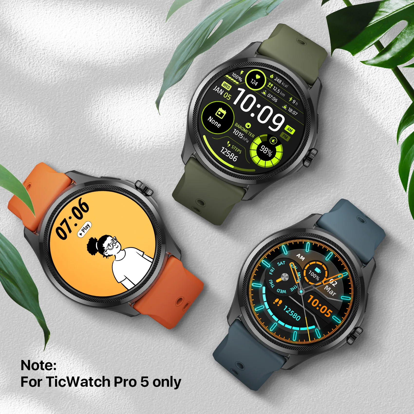 Ticwatch pro 5 hodinky pás náhrada hodinky řemen 24mm šíře silikon guma hodinky řemen