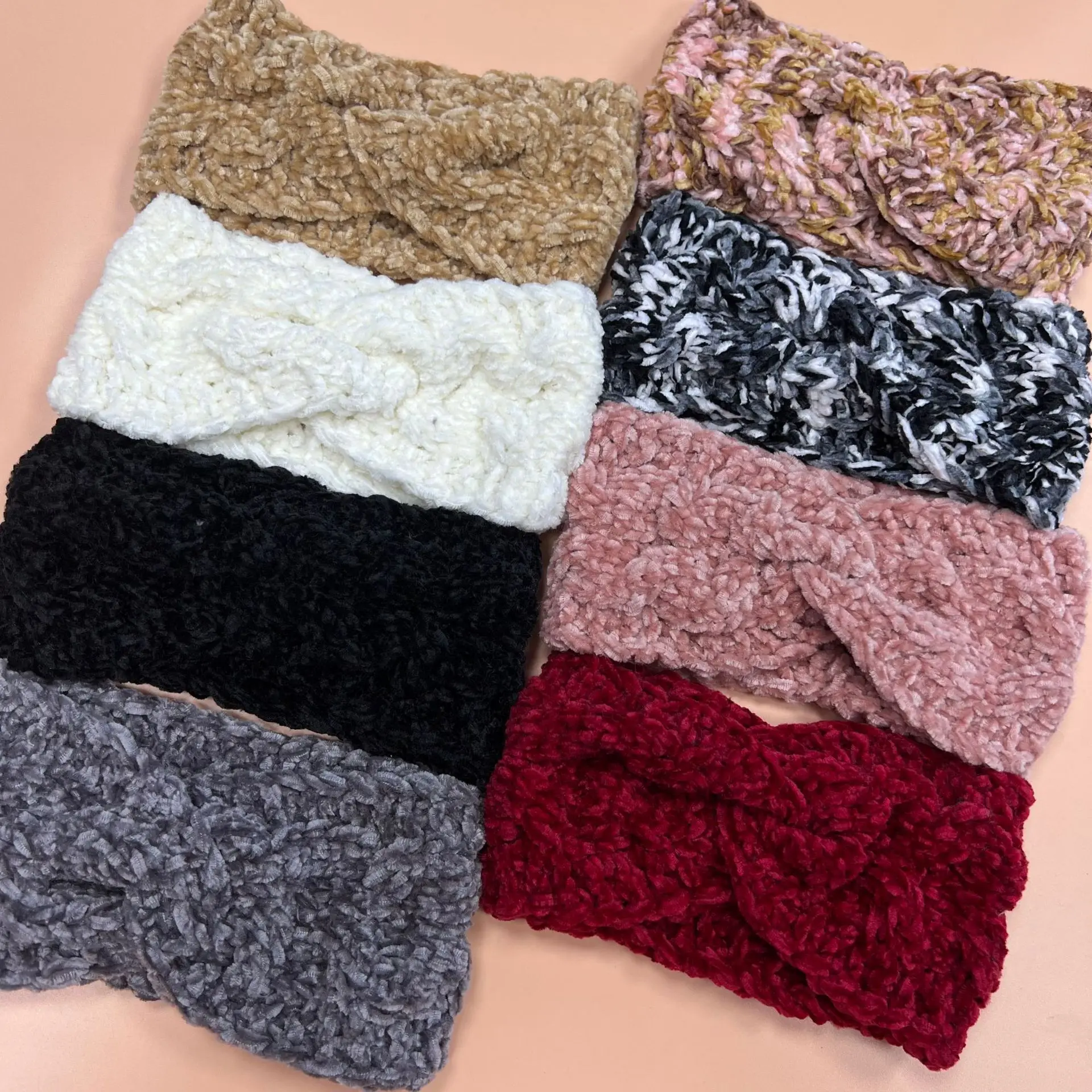 

Winter Baby Headband Kids Warm Turban Soft Chenille Headwrap Mommy and Me Hair Accessories Women Girl Elastic Twisted Hairband