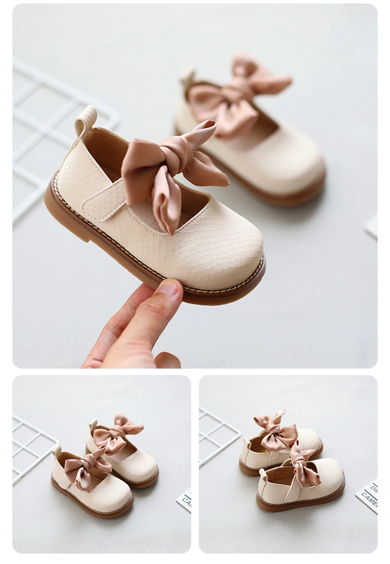 extra wide children's shoes 13.5-18.5cm Brand Children Solid Pure Shoes Girls Leather Shoes Lace Bow-knot Sweet Soft Shoes Princess Dress Shoes For Wedding Sandal for girl