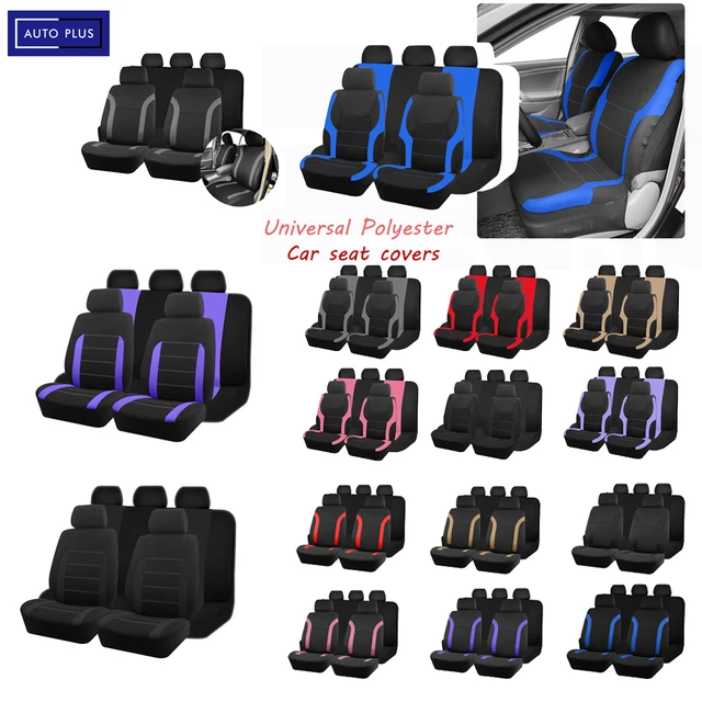 AUTO PLUS Sports Universal Polyester Car Seat Cover Set Fit Most Car Plain Fabric Bicolor Stylish Car Accessories Seat Protector 1