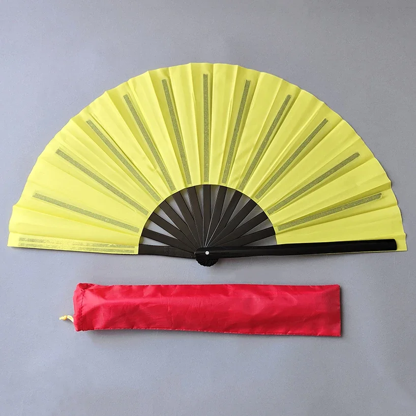 Tai Chi Fan 34Cm Bamboo Chinese Kung Fu Fans Fan Di Arti Marziali Di Alta Qualità Two Hands Fans Pure Yellow Wushu Fitness