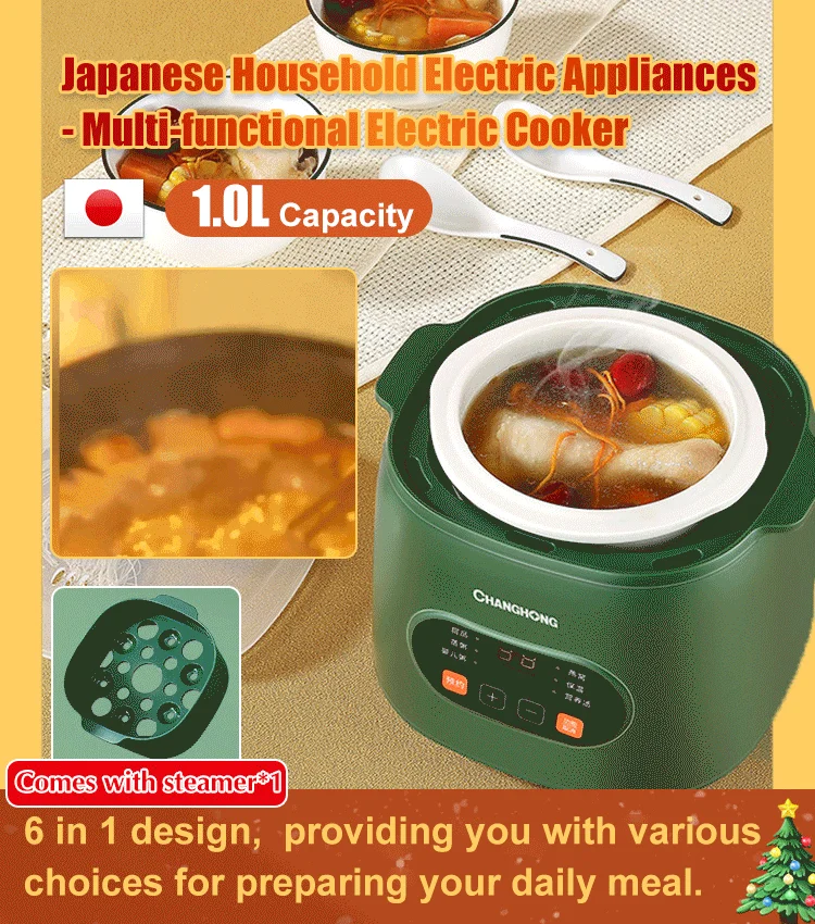Mini Multi Electric Slow Cooker 1L Ceramic Water Stew Pot Baby Food Porridge Breakfast Stew Soup Boiler Reservation With Steamer