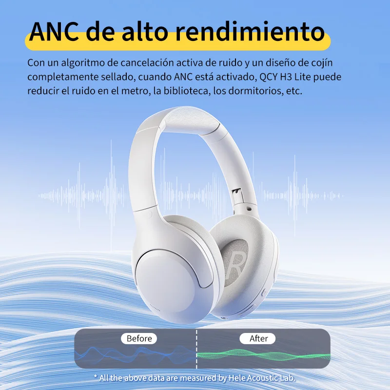 QCY-auriculares inalámbricos H3 Lite ANC, cascos por encima de la