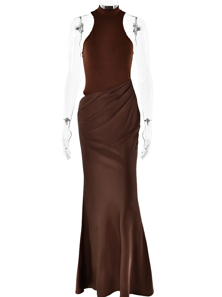 JULISSA MO Satin Sexy Hollow Out Women Maxi Dress Black Sleeveless High Waist Dress Female Autumn Skinny Elegant Party Clubwear 6