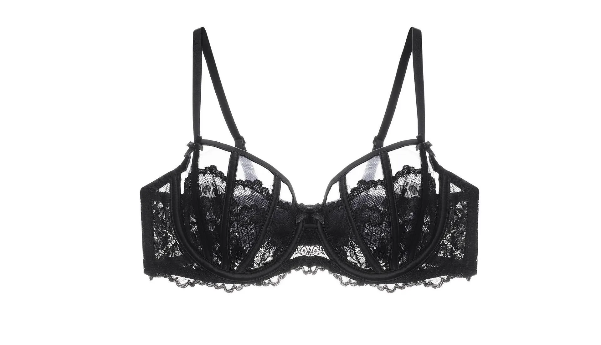 طقم حمالة صدر دانتيل رقيقة للغاية ومثيرة مع حلقة ف...