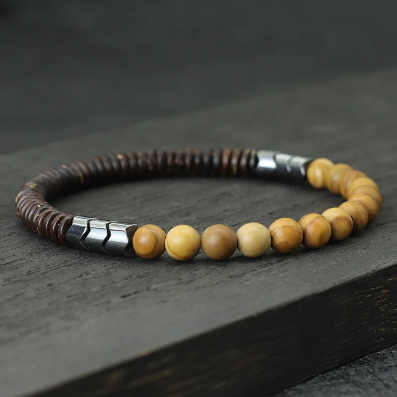 Natural Blue Sandstone Tiger Eyes Stone Men Bracelet