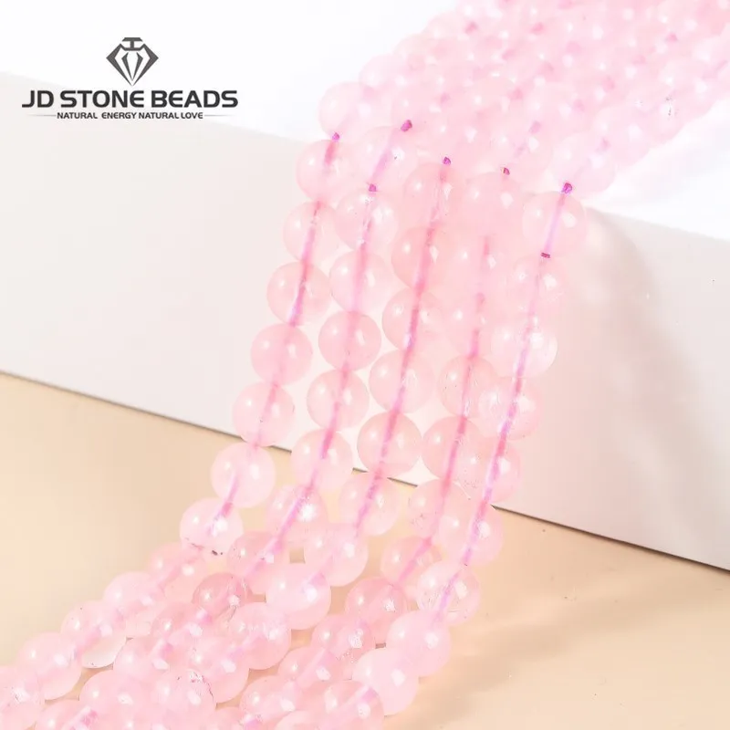

Natural Pink Rose Quartz Crystal Round Loose Beads 4 6 8 10 12 14MM DIY Bracelet&Necklace For Jewelry Making