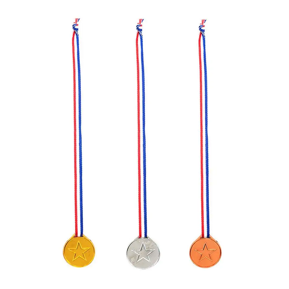 Medaglia del premio da 10 pezzi con nastri al collo medaglie del vincitore in plastica per bambini calcio sport Party Competition Souvenir Gift giocattoli per bambini