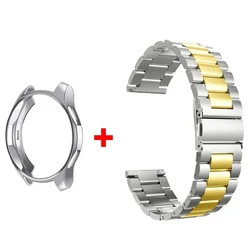 Premium Stainless Steel Bracelet Strap with TPU Case for Galaxy Watch5 44mm (Sliver SL GD)