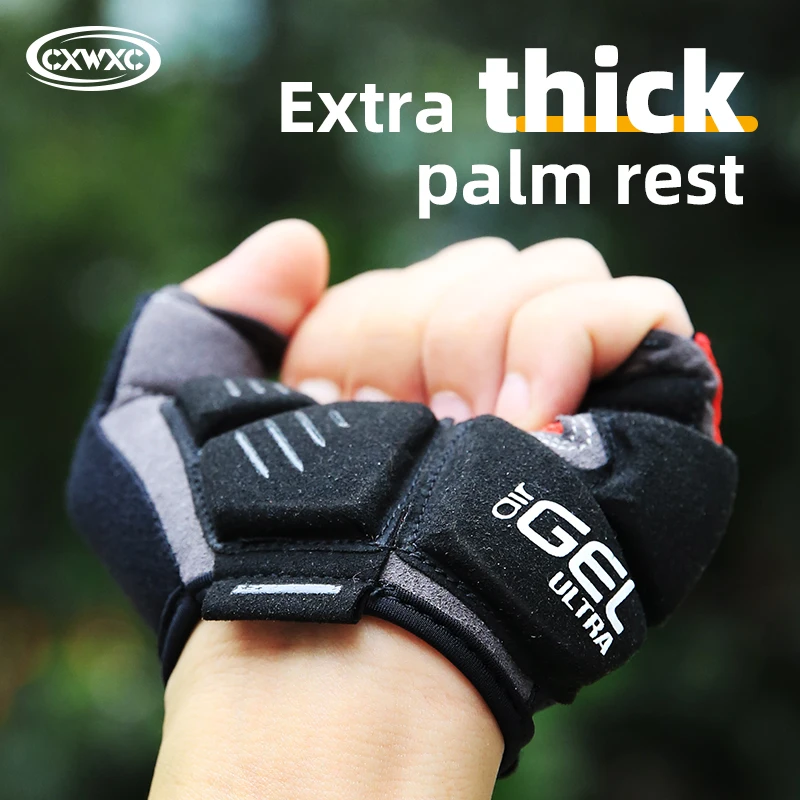CXWXC MTB Bicycle Cycling Half Finger Gloves 6mm Thickened Palm Pad Shockproof & Non-Slip Stretch Fabric GEL Bike Short Mittens 2