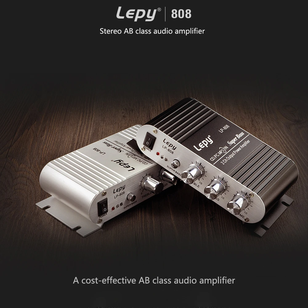 Lepy lp-808 HIFI Power Amplifier High Quality RCA Input/Output RMS 20W*2 Treble/