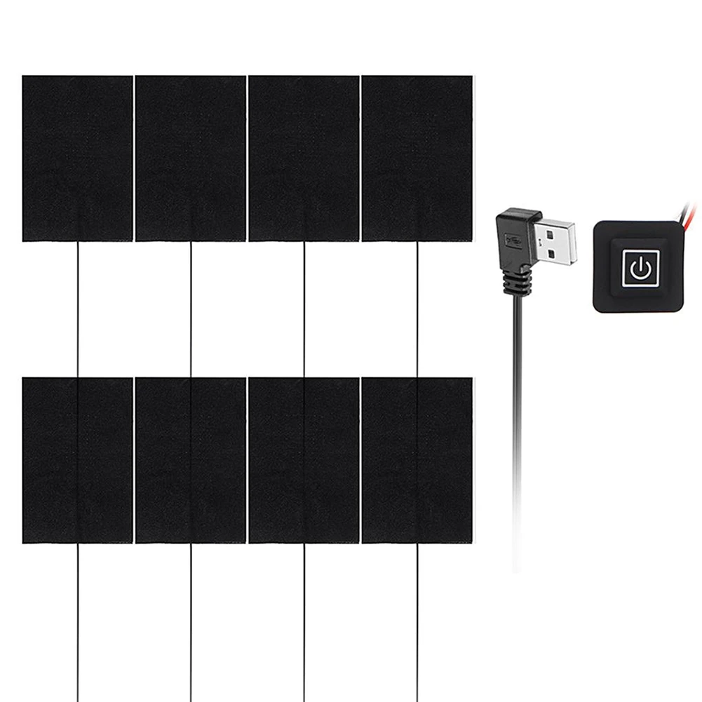 3단계 온도 조절 USB 발열 패드 조끼형 히터, DIY 발열 의류용, 야외 겨울 캠핑, 하이킹, 스키, 사이클링에 적합