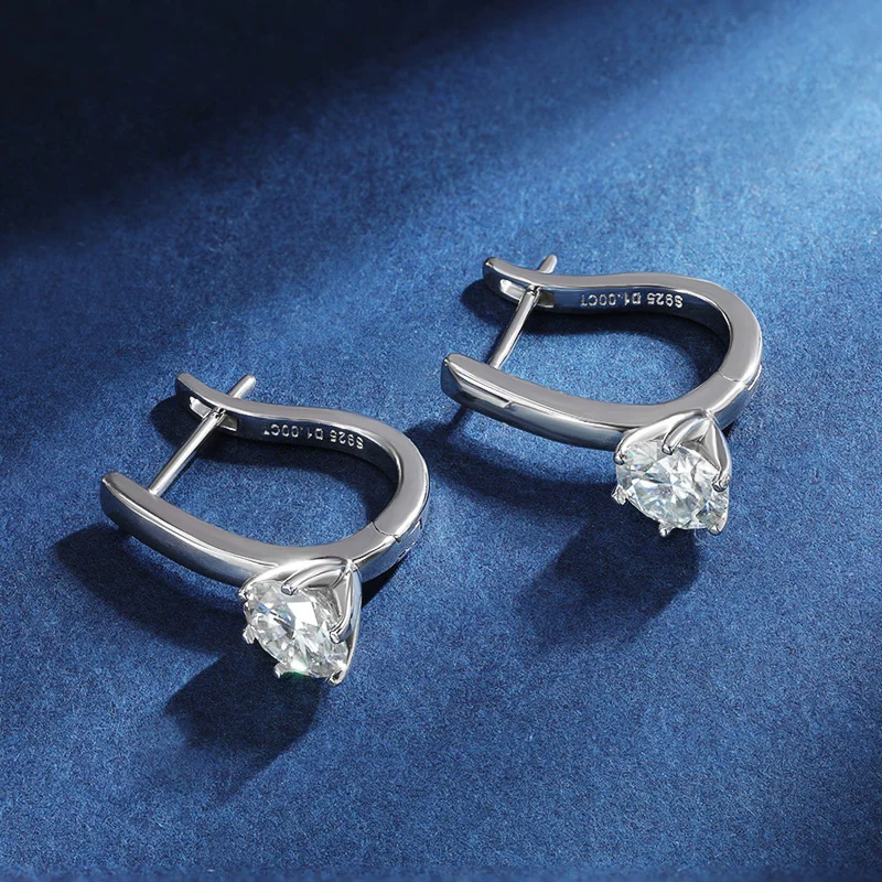 Tbcyd moissanite hopsイヤリング女性用、シングルストーン、6