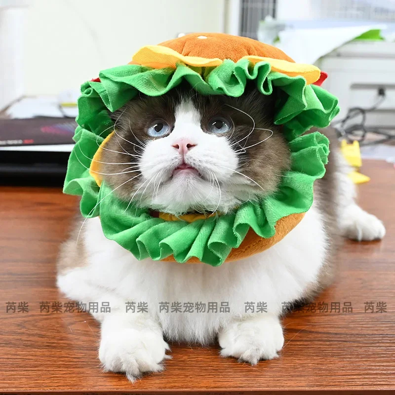 

Pet Headgear Cute Dog Clothing Hamburger Simulation Pet Hat Funny Costume Dog Headwear Dog Clothing Funny Pet Accessories