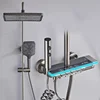 Piano Digital Shower System Ambient Lighting Hot Cold Bathroom Faucets Rain Shower Head White Thermostatic Digital Shower Set 2