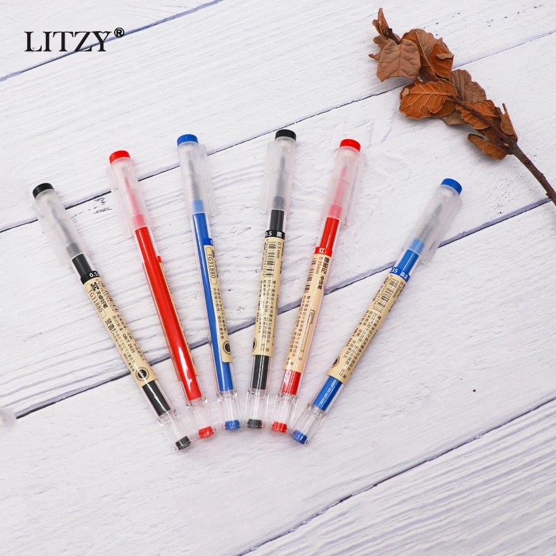 Gel Pens Color Pen Set Colored Pens Gel Pen Refills 50 + 2Pcs/Set 0.35mm Red/Black/Blue Ink Gel Pens Set Refills Rod for School Office Stationery Student Writing Pen
