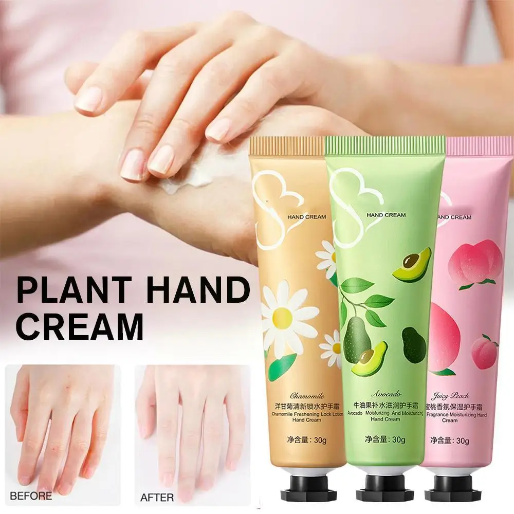 

30g Avocado Chamomile Peach Plant Hand Cream Anti-Freeze Moisturizing Hand Autumn/Winter Care Anti-Crack Girl Skin Cream M7M4