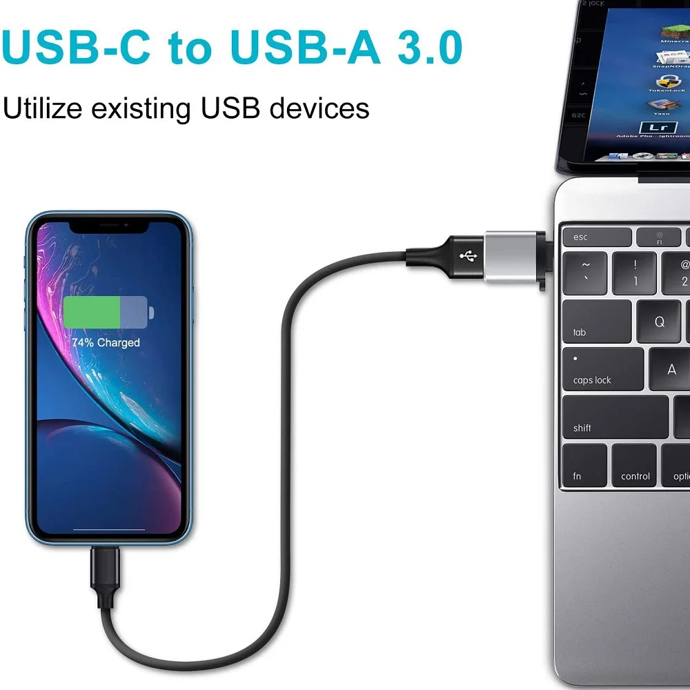 USB To Type C Adapter 2PCS USB 3.0 To Type C OTG Charger Adapter Connector Type-C to USB Male To Type-c Adapt Converter For PC MacBook Car ipad