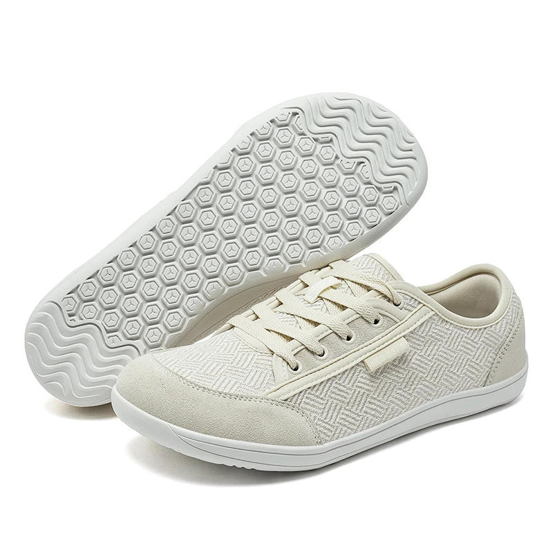 Unisex Barefoot Shoes Wide Toe Minimalist Zero Drop Walking Sneakers Lace-Up Outdoor Lightweight Casual Shoes HOBIBEAR