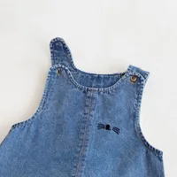 Salopette en jean pour bébé, automne et hiver, avec oreilles de lapin, pantalons longs mignons et pantalons une pièce 4