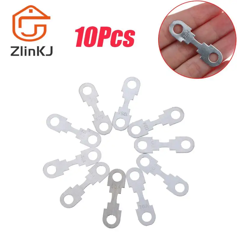 Car Fuses 10Pcs 30A-150A 32VDC Automotive Flat Zinc Sheet Small Fuse Sheet for Car Fuse Round Hole Insert Auto Parts
