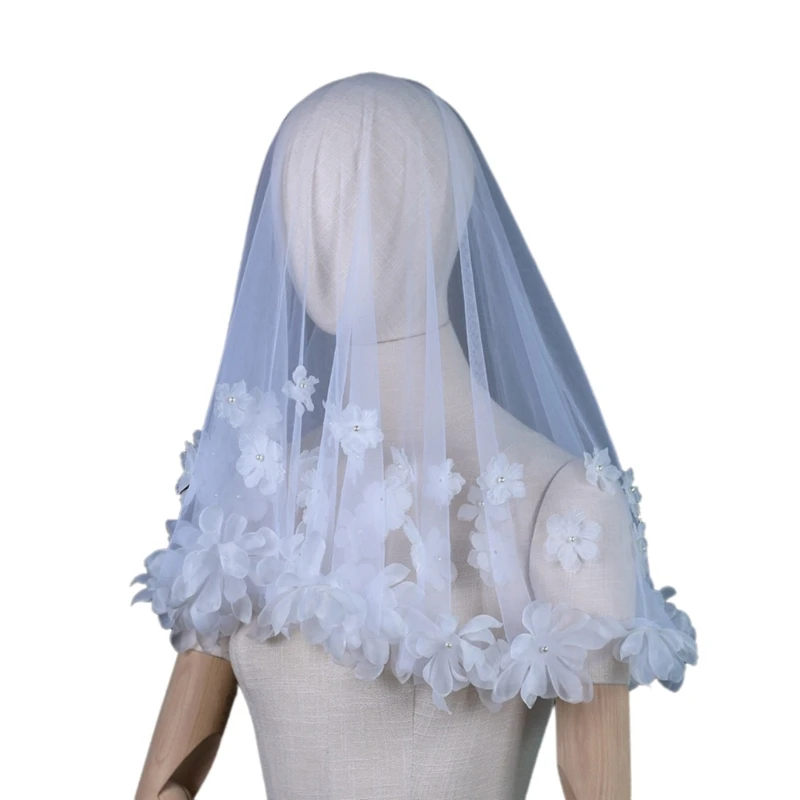 Wedding Photography Bride Long Veil with Flower Veil Photography Headpieces