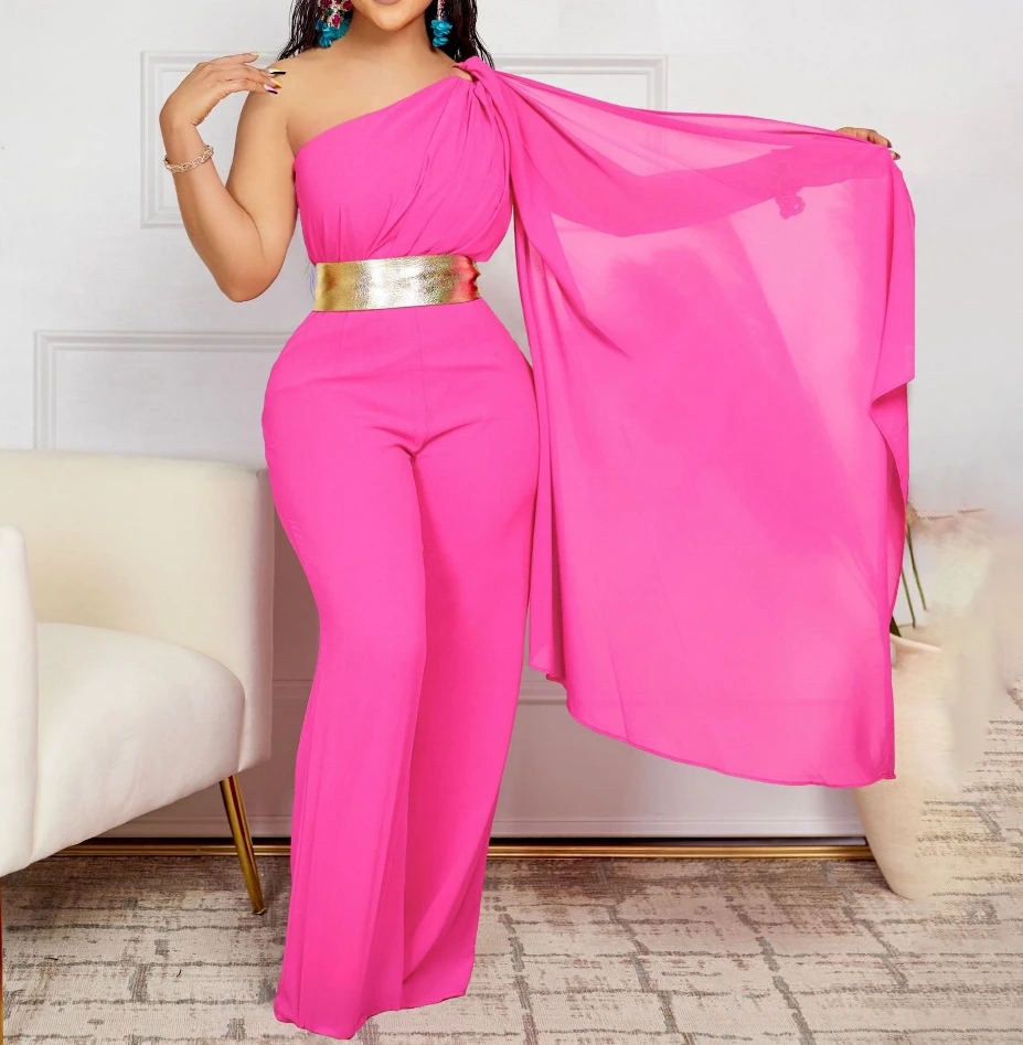 Minimalist and Fashionable 2024 Jumpsuit New Style High Waist Diagonal Collar Spliced Folded Ol High Waist Jumpsuit