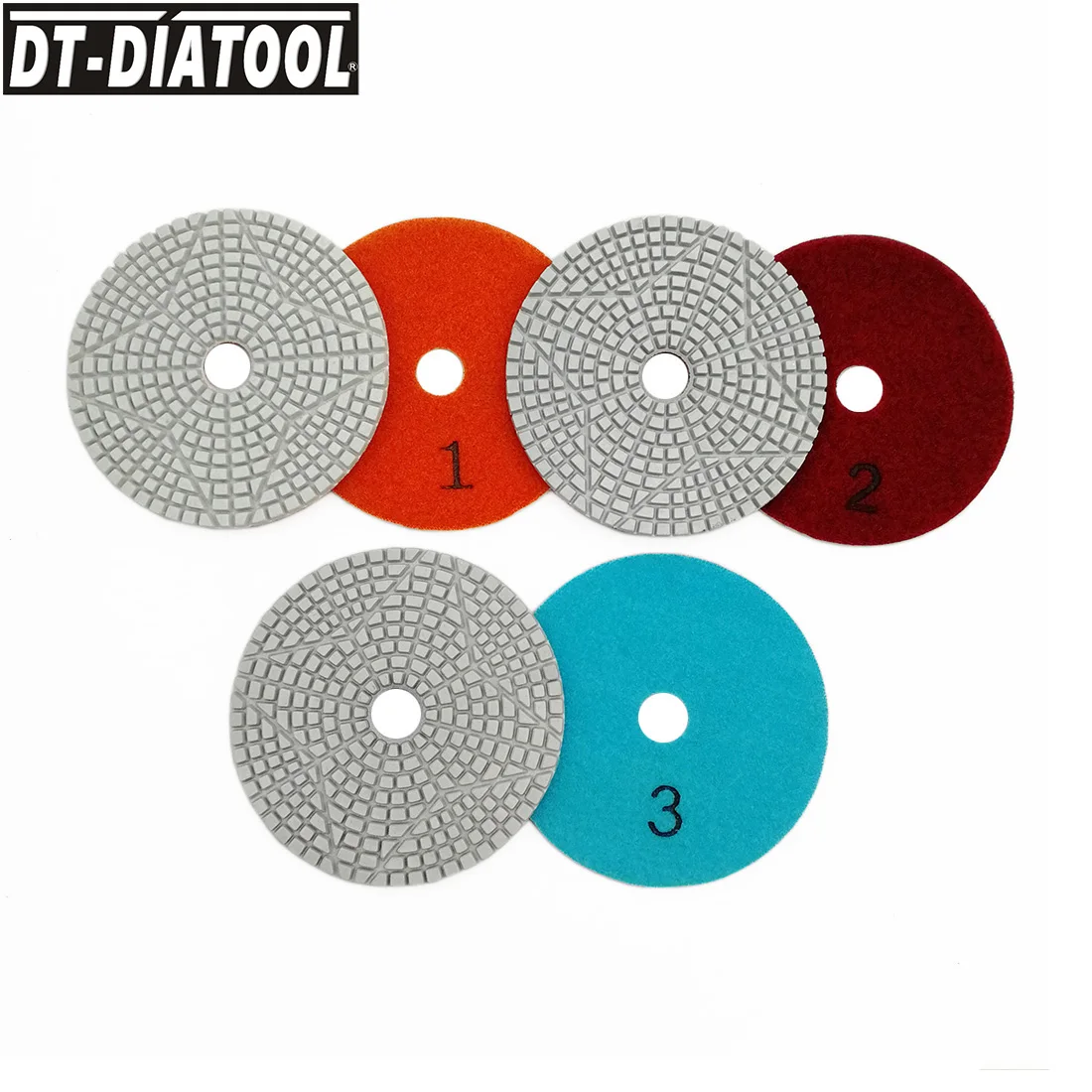 Dtdiatool Dia 100mm/4inch 3 Steps Wet Diamond Polishing Pads Resin