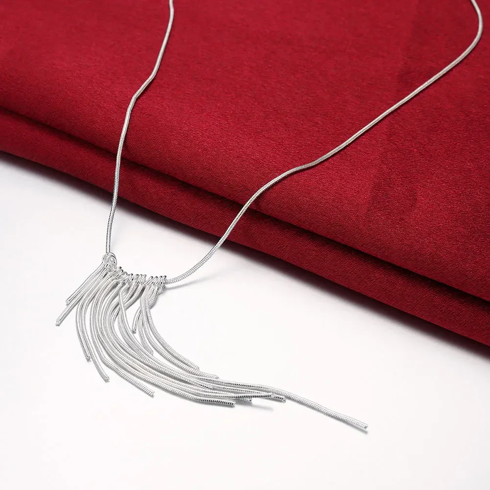 925 Sterling Silver Wild tassel snake chain wicker Necklace for women Fashion Party Wedding Accessories Jewelry Christmas Gifts