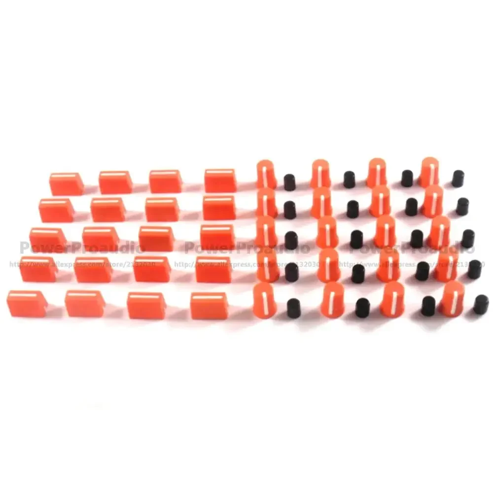 20PCS Rotary Knob+20PCS Fader Cap For Rane Mixer TTM 57 61 62 64 68 (Orange)
